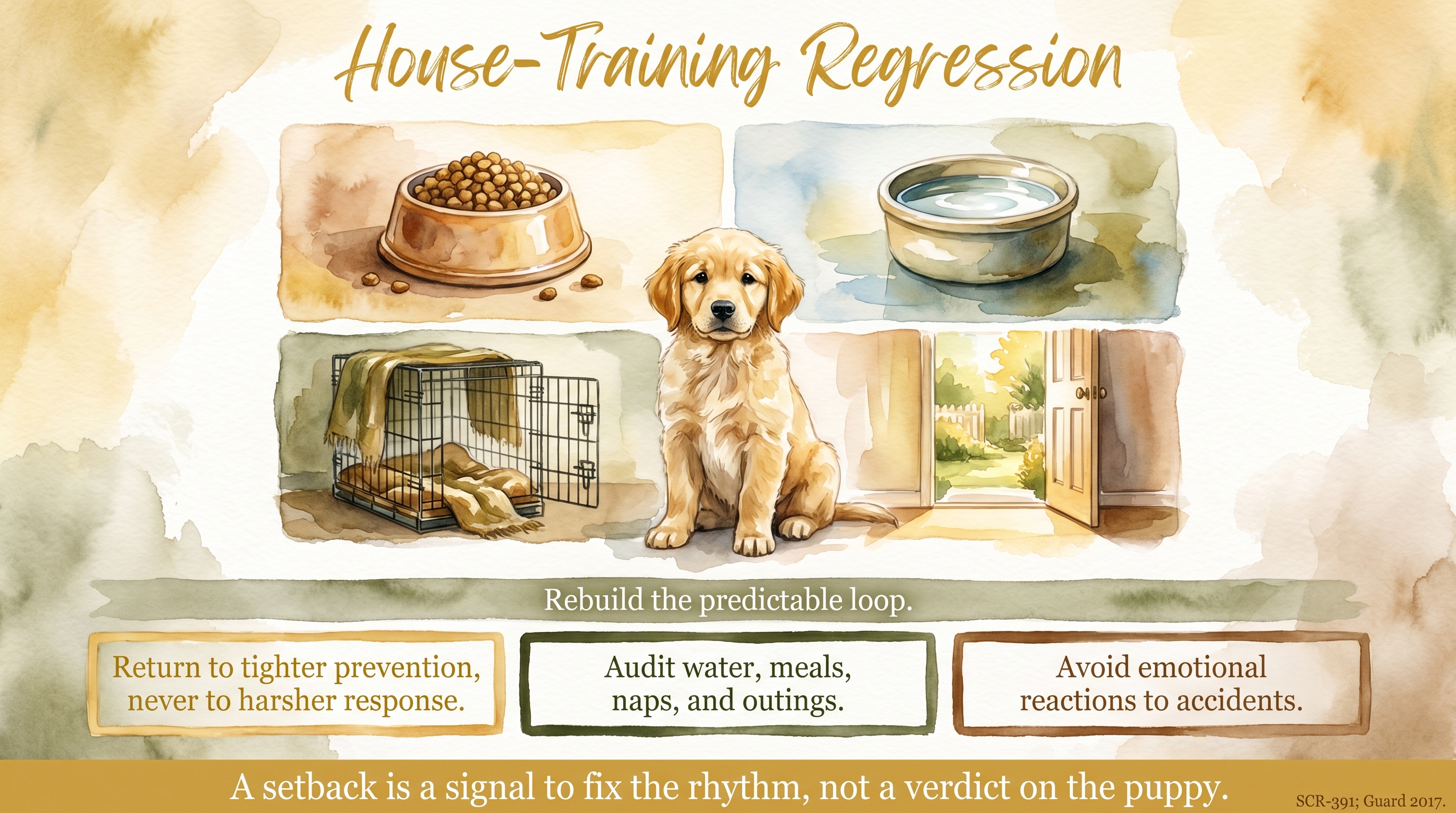 Infographic: Handling the first house-training regression - restoring rhythm without harshness - Just Behaving Wiki