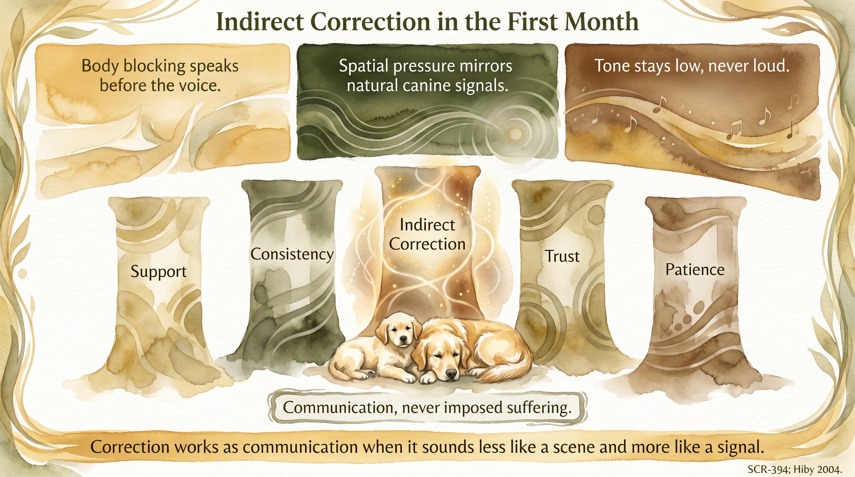 Infographic: Indirect correction in the first month - calm, non-fearful correction vocabulary - Just Behaving Wiki