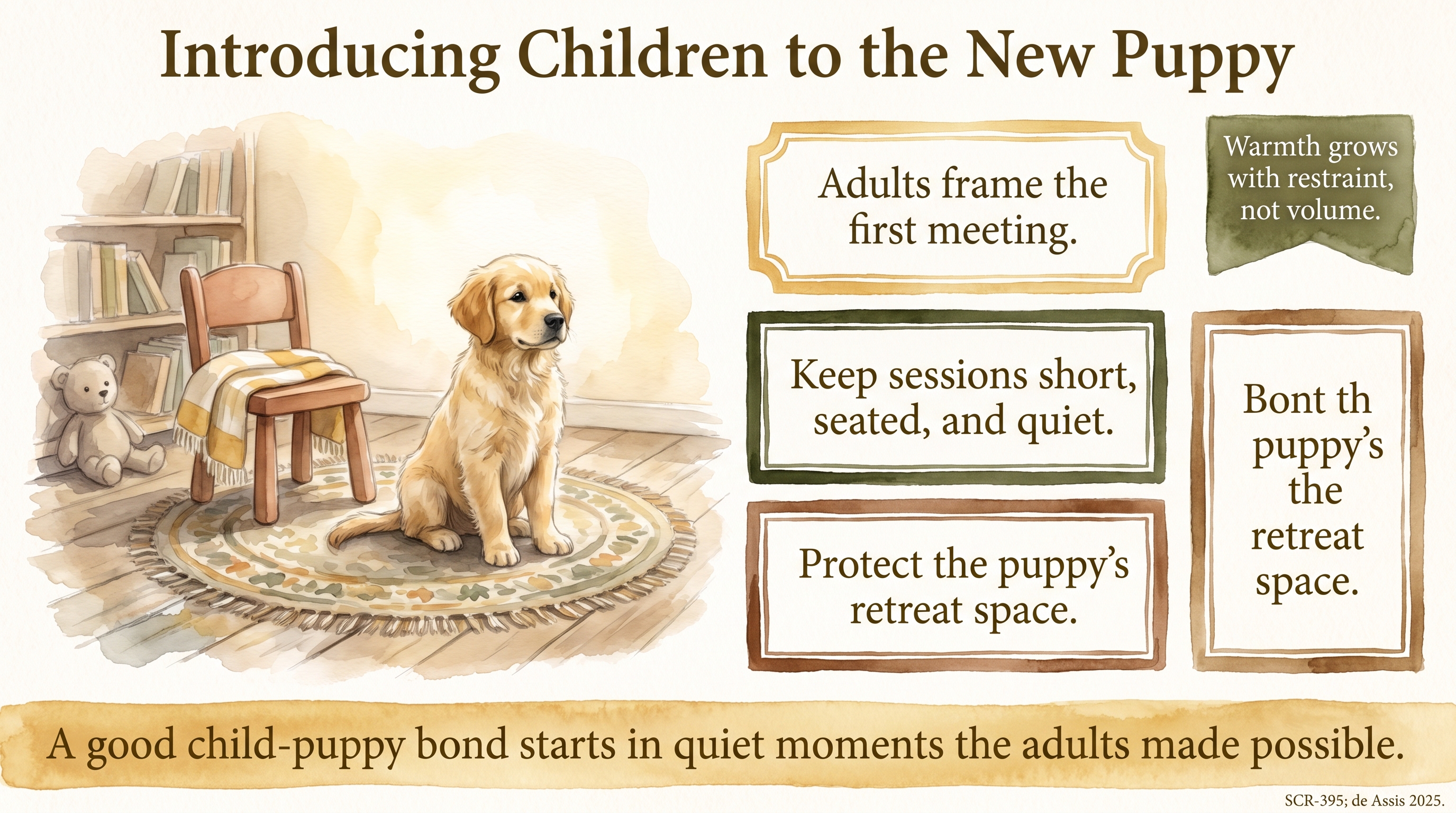 Infographic: Introducing children to the new puppy - calm, adult-framed first meetings - Just Behaving Wiki