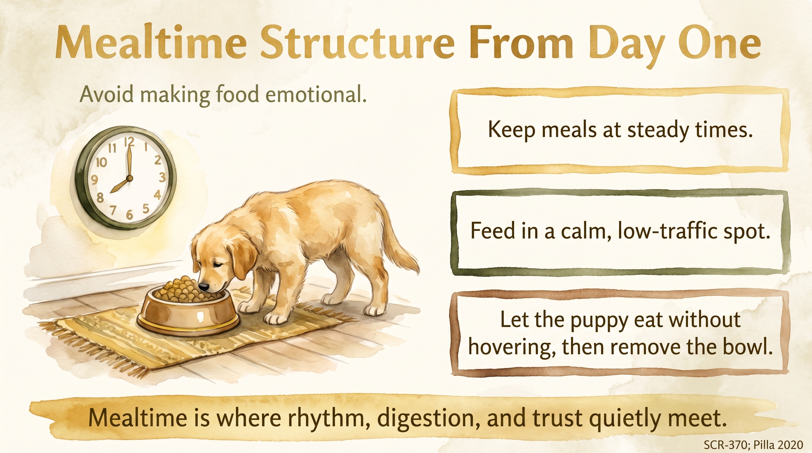 Infographic: Mealtime structure from day one - predictable, calm, location-anchored meals - Just Behaving Wiki