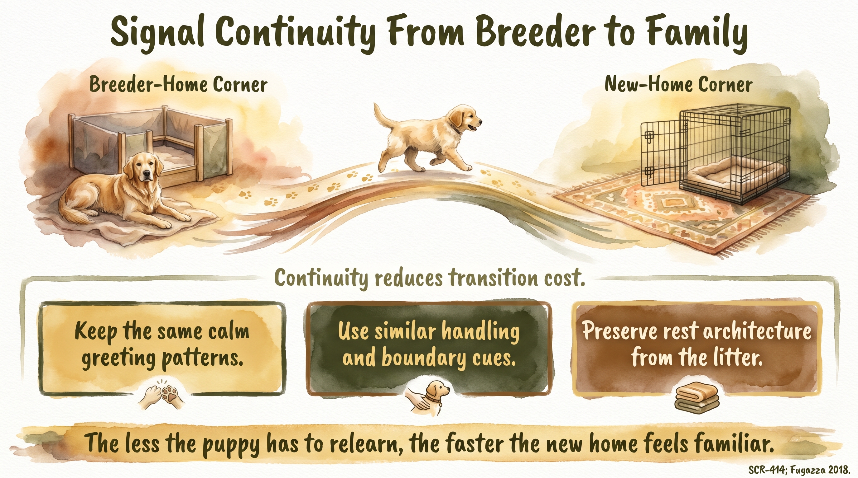 Infographic: Signal continuity from breeder to family - continuing the same communication vocabulary - Just Behaving Wiki