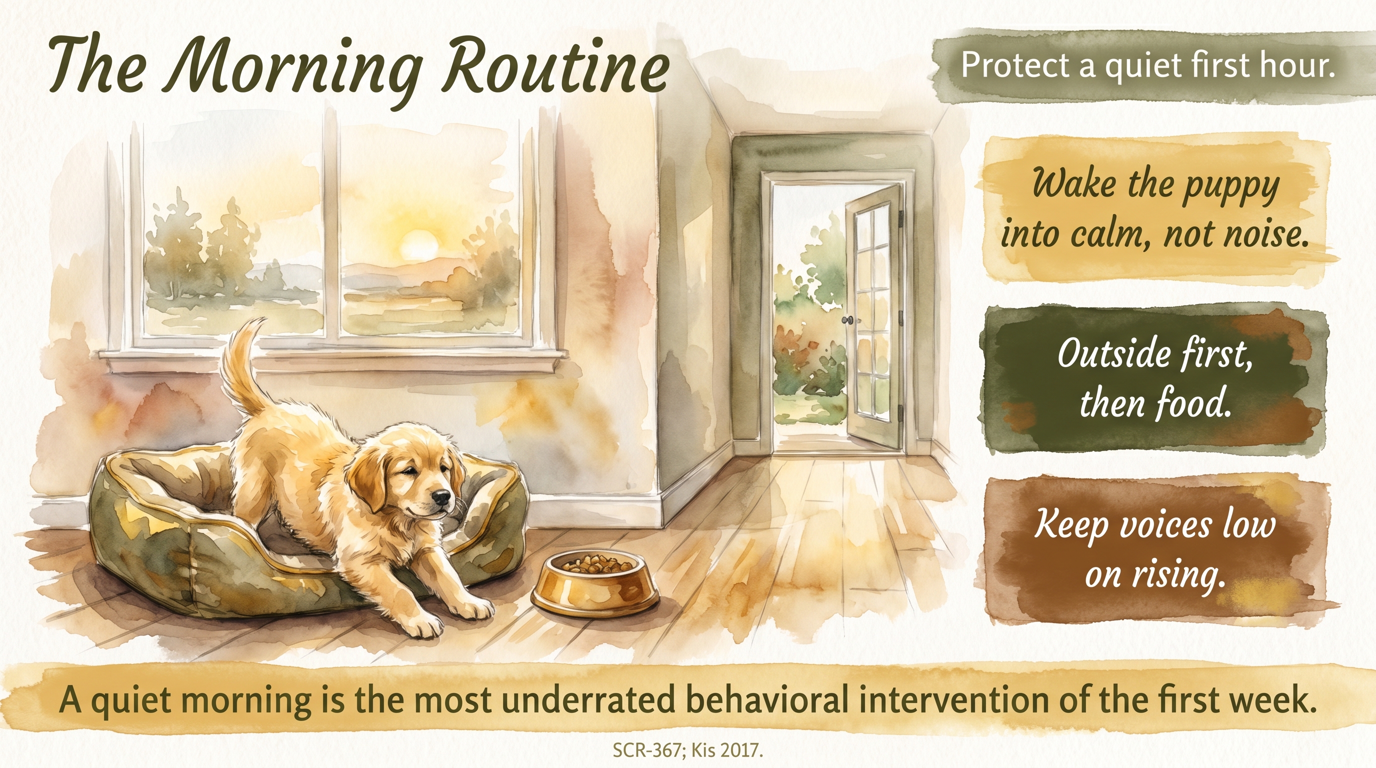 Infographic: The morning routine in the first week - quiet, predictable first thirty minutes - Just Behaving Wiki