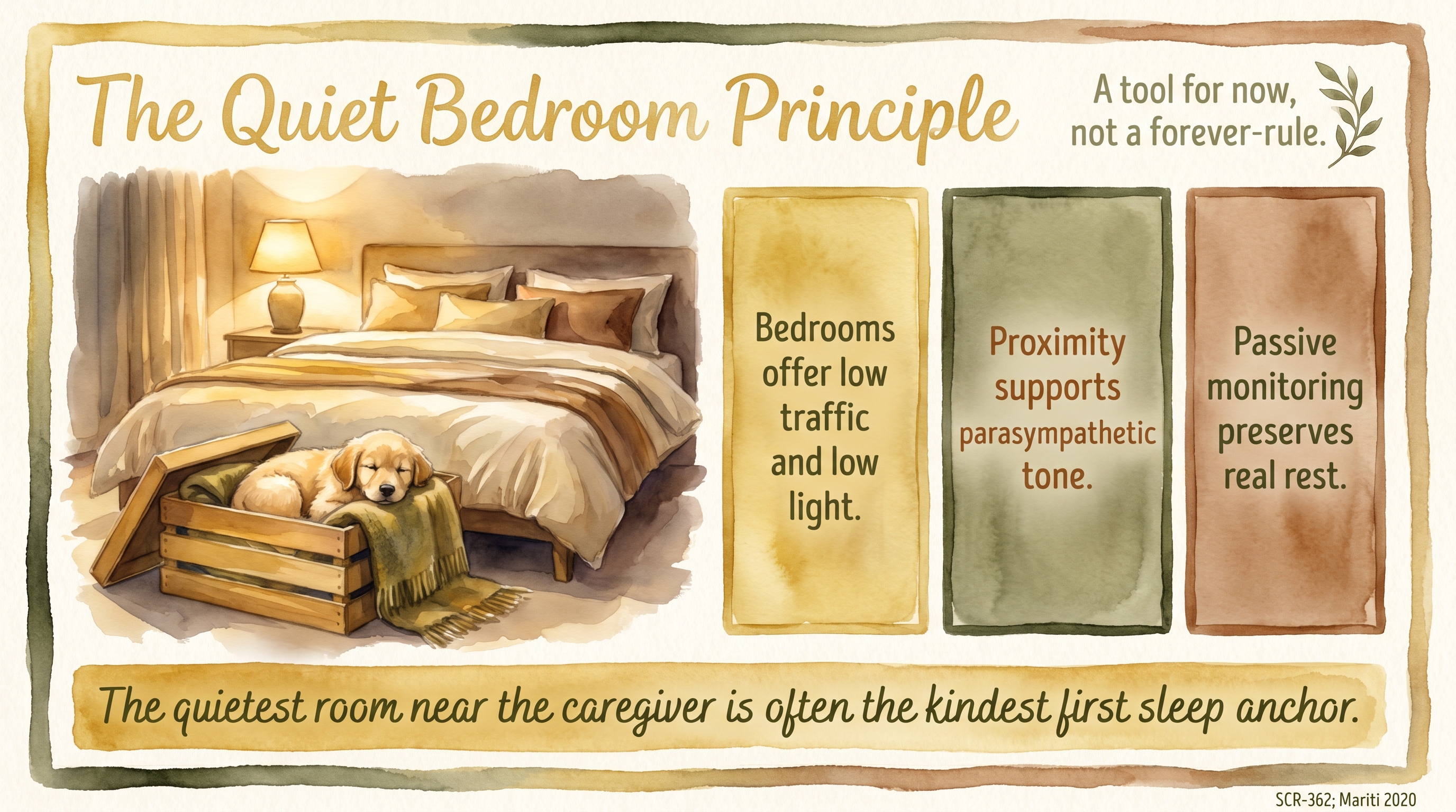 Infographic: The quiet bedroom principle - caregiver bedroom as nighttime anchor - Just Behaving Wiki